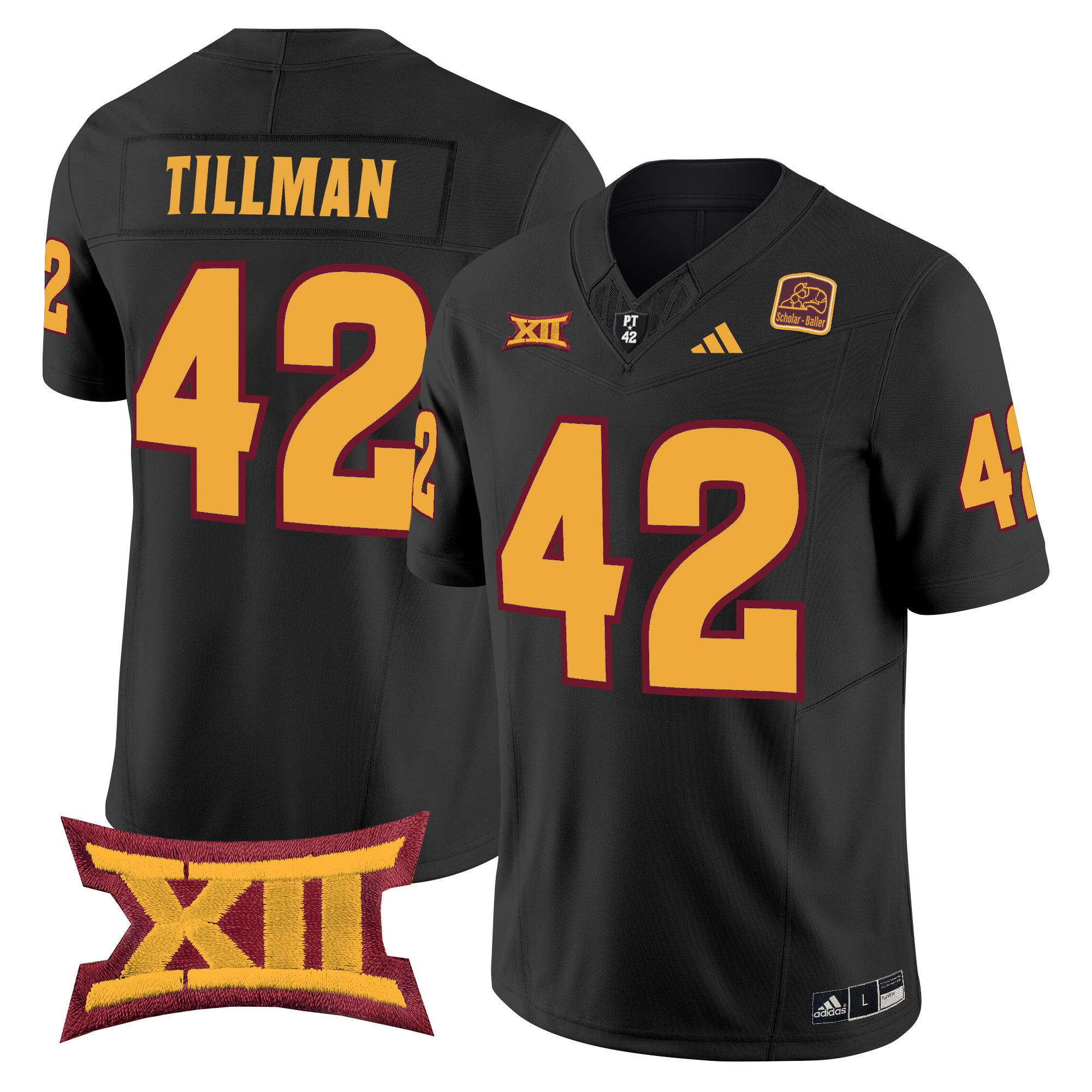 Men Arizona State Sun Devils 42 Tillman Black 2024 Vapor Limited NCAA Jersey style 1